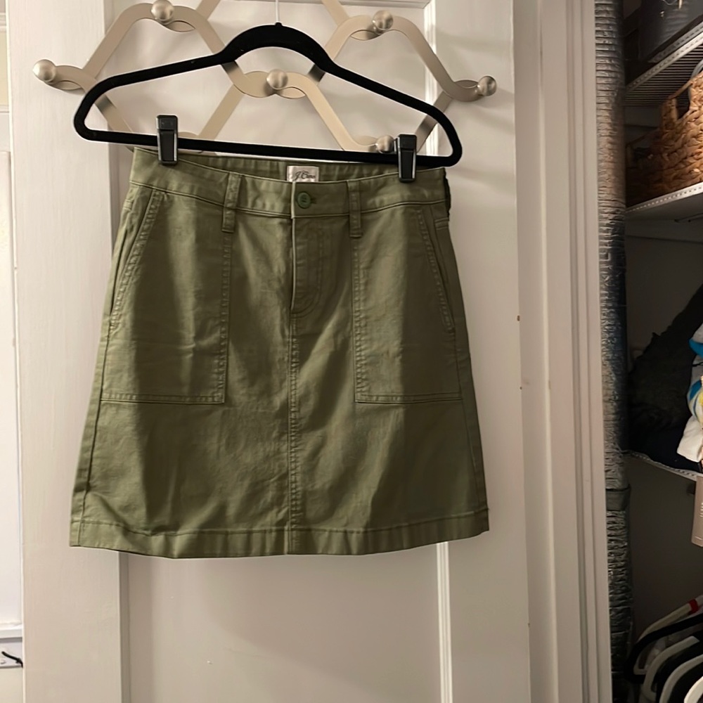 J. Crew Garment Dyed Mini Skirt in Olive Green
